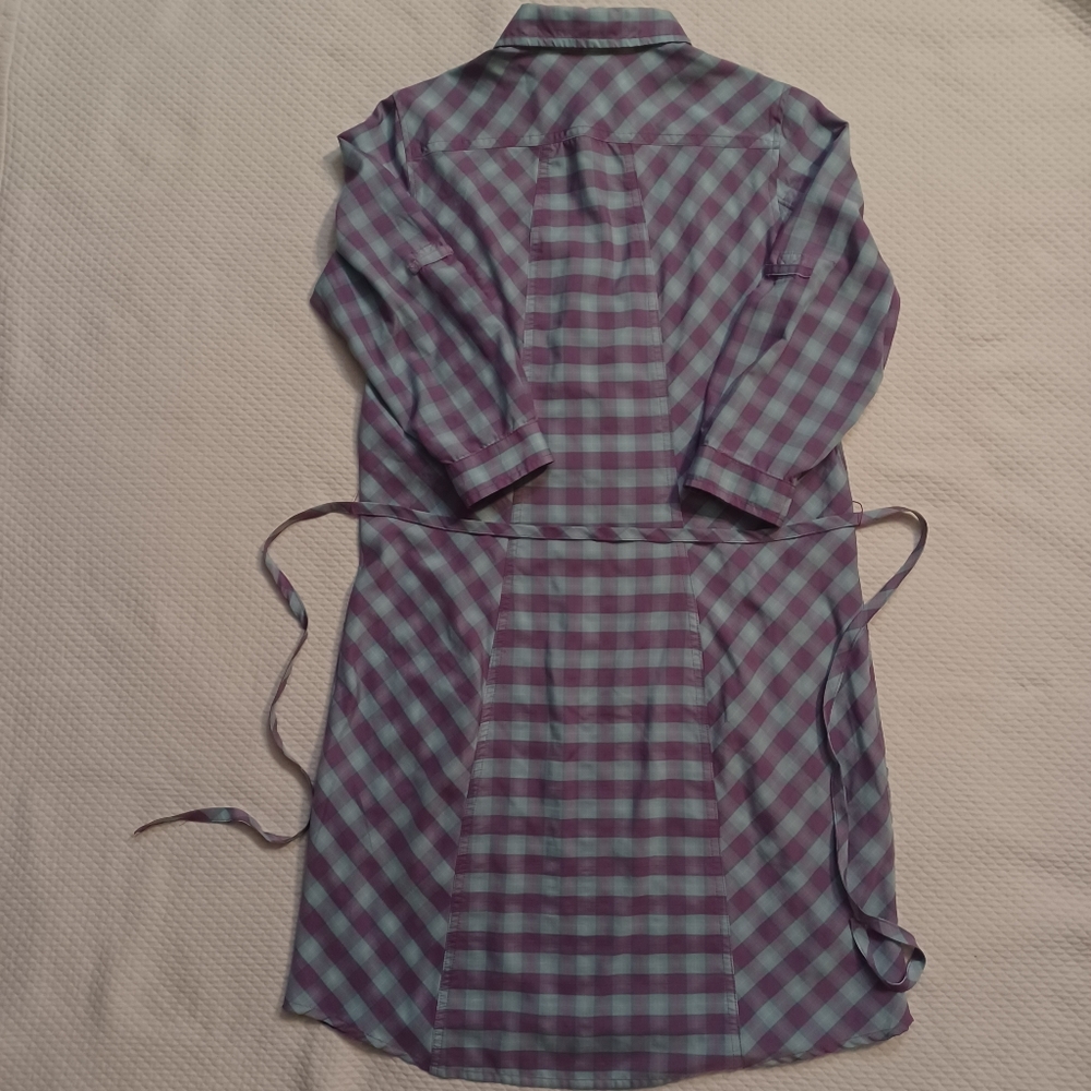 Duluth Trading Co Women's Plaid Button Down Shirt Dress 3/4 Sleeves Size Small - Picture 6 of 7